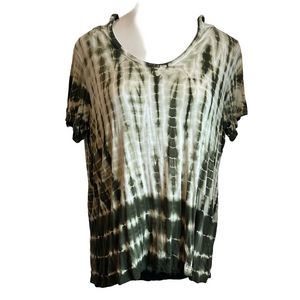 Sunday Green and White Tie-Dye Short Sleeve Top Size large